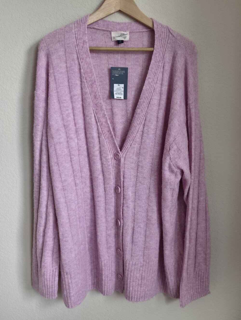 Universal Thread Bubblegum Pink V-Neck Button-Up Cardigan NWT XL